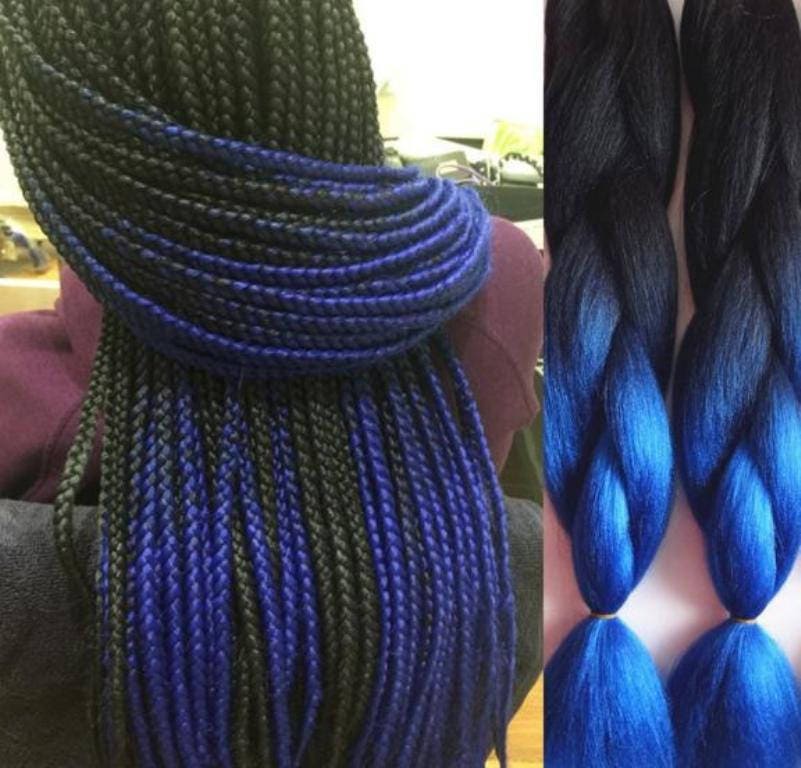 lot de 5 mèches 2 couleurs rajouts noir et bleu pour Etsy