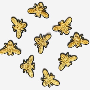 5 Pcs of Small Bee Iron on or Glue on Embrodery Patch 1 inch X 1.5 inch.