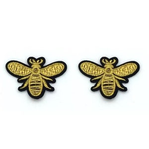 Embroidery Fabric Gold Bee Patches 2 Inch X 1.5 Inch.