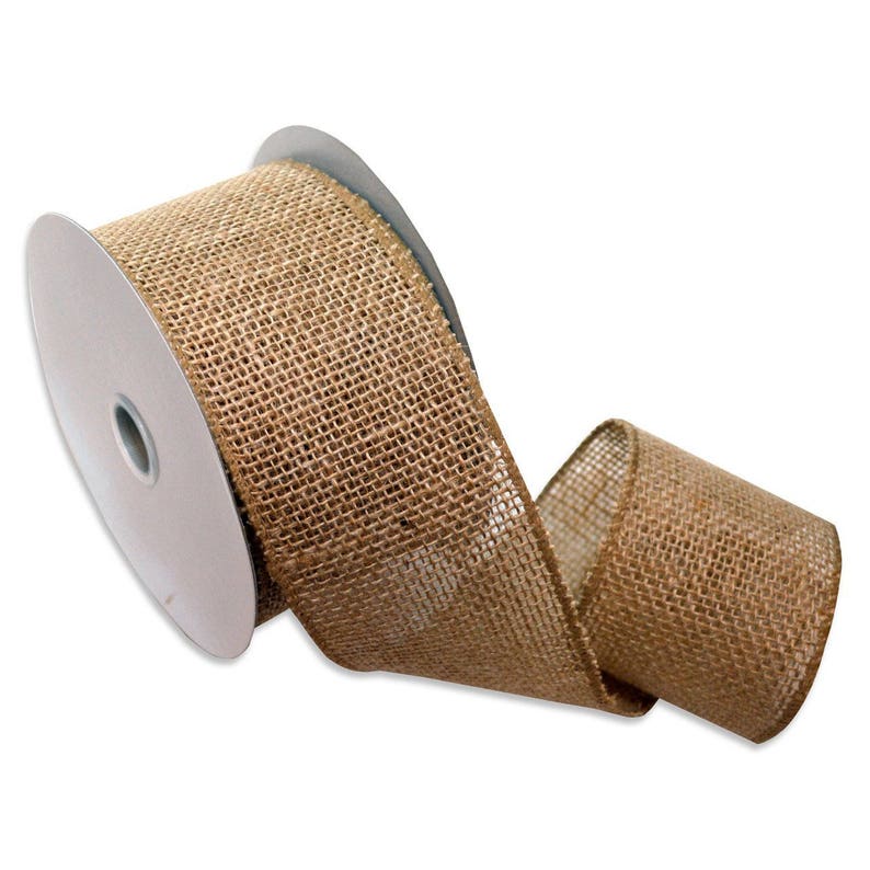 1.5'' Natural High Quality Burlap Ribbon With the Wire on the Edge Price per yard Available in 9 colors image 2