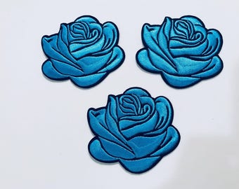 Iron On Rose Flower Patches 3 inch x 2.5 inch Price for Each.