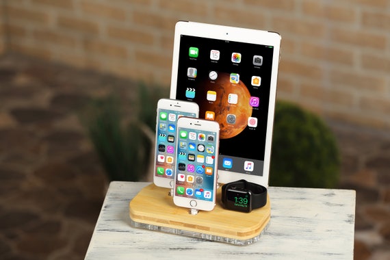 Apple Iphone Charging Docking Station Wood Dock Stand Apple Etsy