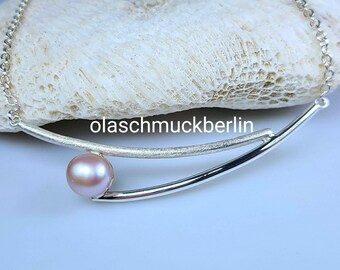 Handgefertigte Silberkette mit Süßwasserperle