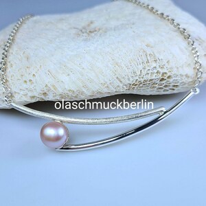 Handgefertigte Silberkette mit Süßwasserperle