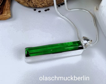 Green Obsidian Sterling Silver Pendant – Faceted Gemstone Necklace