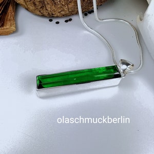 Green Obsidian Sterling Silver Pendant – Faceted Gemstone Necklace
