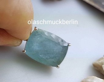 Handgemaakte aquamarijnhanger, sterlingzilver 925, gefacetteerde blauwe edelsteen, sieraden geboortesteen maart