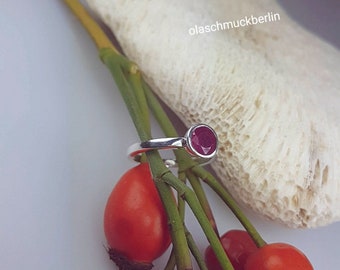 Echte Rubin Silber 925/Roter Edelstein Ring Filigran/Verlobungsring Silber mit Rubin/Geschenk für Sie Valentinstag/Naturstein Schmuck