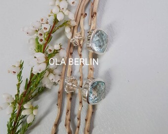Handgefertigte Silber Stecker mit Topas