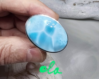 Larimar Ring in Silber gefasst