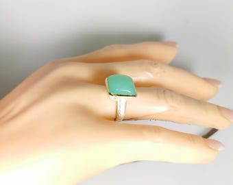 Silber Ring mit Chrysopras ,vergoldete Fassung