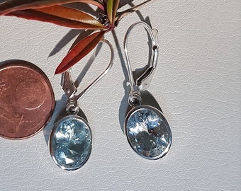 Aquamarin Ohrhänger Silber, Handgefertigte Edelstein Ohringe, Geschenk für Frauen, Blauer Aquamarin Schmuck