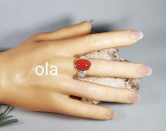 Karneol Ring in Silber gefasst