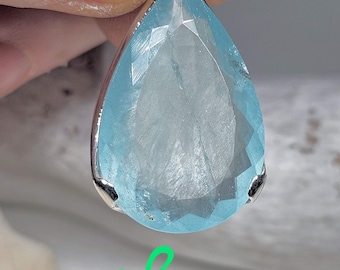 Sterlingzilveren aquamarijnhanger – edelsteensieraden (28 x 18 mm)