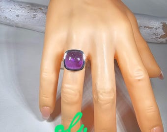 Handgefertigter Silberring mit Amethyst