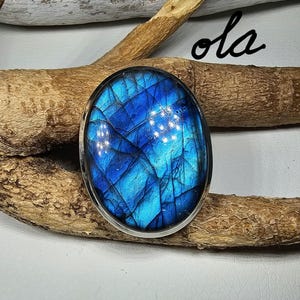 Labradorit Ring in Silber gefasst