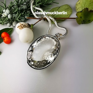 Bergkristall Anhänger Silber 925/ Echter Edelstein Schmuck/Kristall Kette Damen/Silberanhänger Hexenschmuck/Heilstein Anhänger Silber