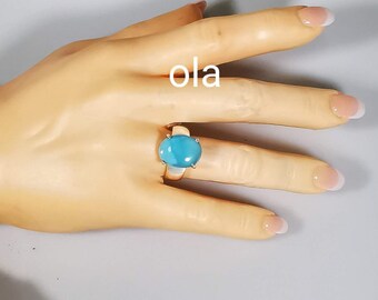 Larimar Ring in Silber gefasst
