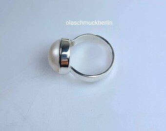 Silberring mit eine große Süßwasserperle,Mabeperle