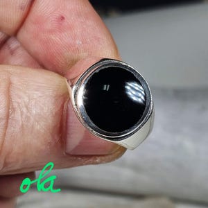 Onix Ring Herren Silber 925/Siegelring Männer Schwarz/Massive Silberring Herren/Bandring Edelstein/Geschenk für Mann Freund/Bikerschmuck
