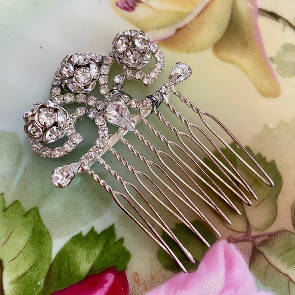 Bridal Hair Comb | jewels for your hair | silver vintage design | Hand wrapped crystal balls | sparkle | wedding | bridal fashion | retro