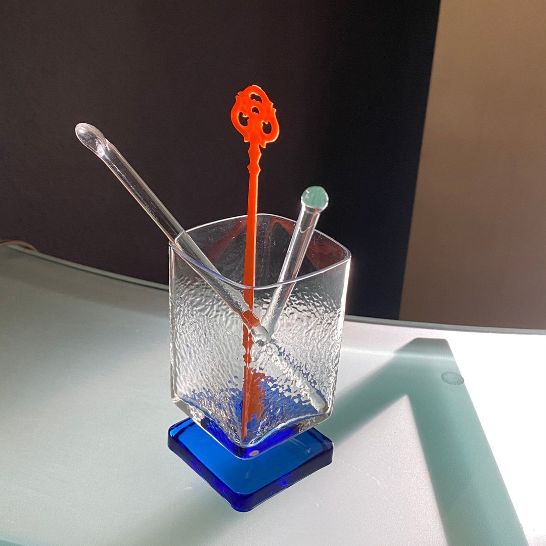 Retro Barware | Cobalt Blue Bottom Cocktail Glass | Funky Orange Key ...