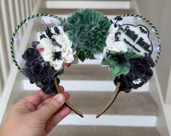 Haunted Mansion Inspired Mouse Ears | Spooky Floral Wire Mickey Headband