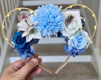 Belle Inspired Mouse Ears | Beauty and the Beast Floral Wire Mickey Headband