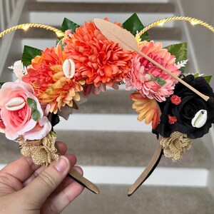 Moana Inspired Mouse Ears | Wayfinder Princess Floral Wire Mickey Headband