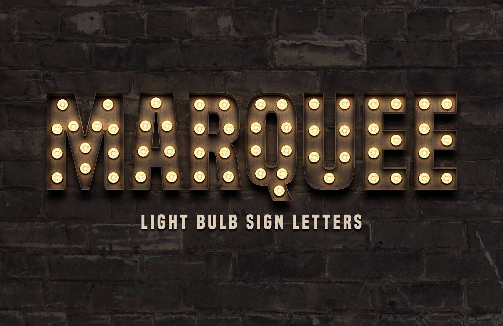Marquee Light Bulb Sign Letters pngs for Graphic Design & Photoshop PSD