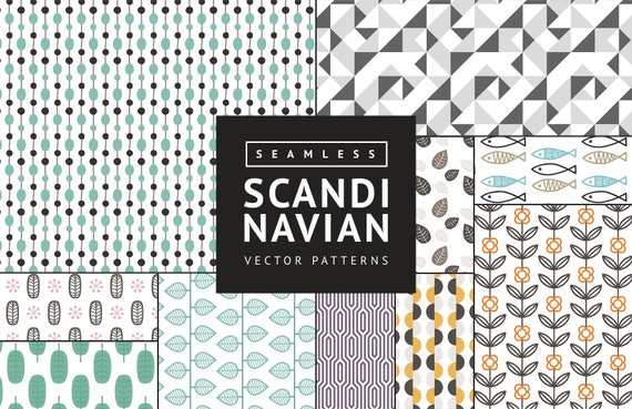 Lovely Kitsch Background Patterns From Scandinavia Seamless Etsy