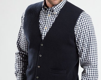 NEW 100% CASHMERE Men's navy  waistcoat