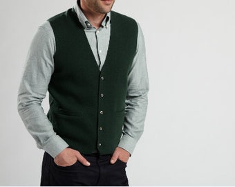 Mens Forest Green Cashmere waistcoat