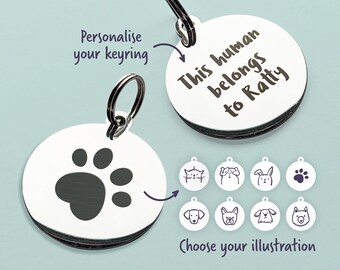 Personalised keyring with your pet's name // Custom Christmas present from the dog // Birthday gift from the Cat, the rabbit, the guinea pig