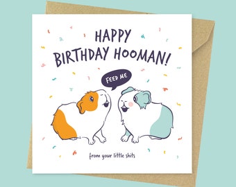 From your little shits, rude personalised guinea pig birthday card // funny guinea pig birthday card for her, for him, for mum, for dad