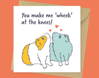 You make me wheek, funny guinea pig valentines card // Cute guinea pig anniversary card for her, for him, for wife, for girlfriend