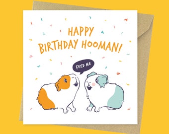 Feed me, funny personalised guinea pig birthday card // Cute birthday card for her, for him, for kids, for children, for sister, for mum