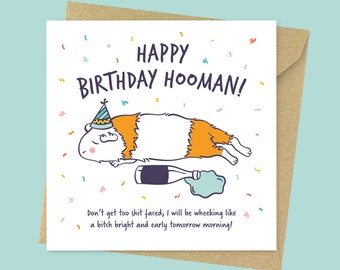 Wheeking bright and early, rude personalised guinea pig birthday card // funny guinea pig birthday gift for her, for him, for mum