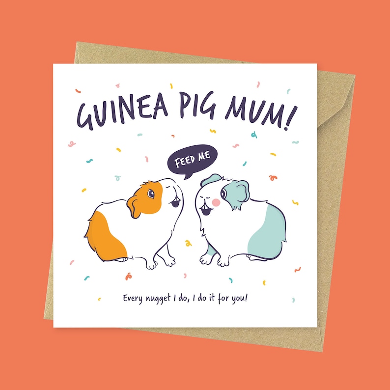 Every nugget I do for you, funny Mother's Day card for her from the guinea pig // Cute guinea pig birthday card for a guinea pig mum No leave blank