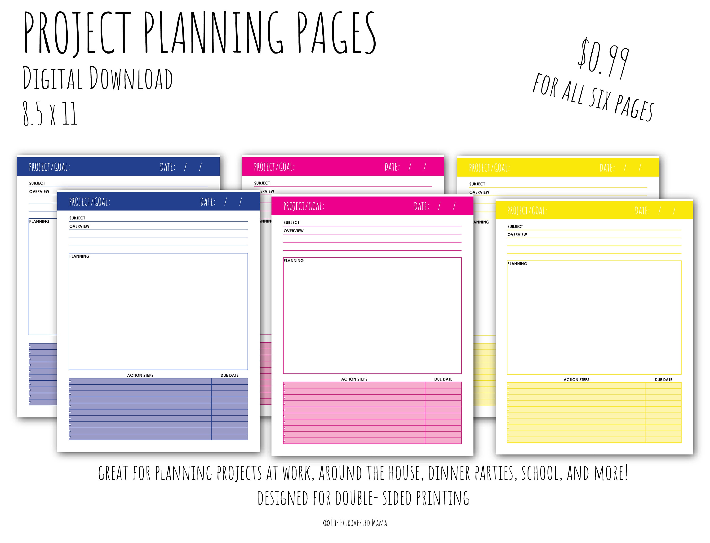 Printable Project Planning Pages 8.5 X 11 - Etsy