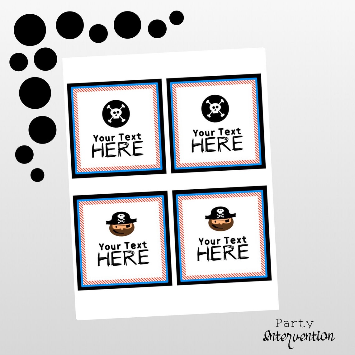 Pirate Food Labels Editable Kit DIY Digital Download Blue Red Etsy