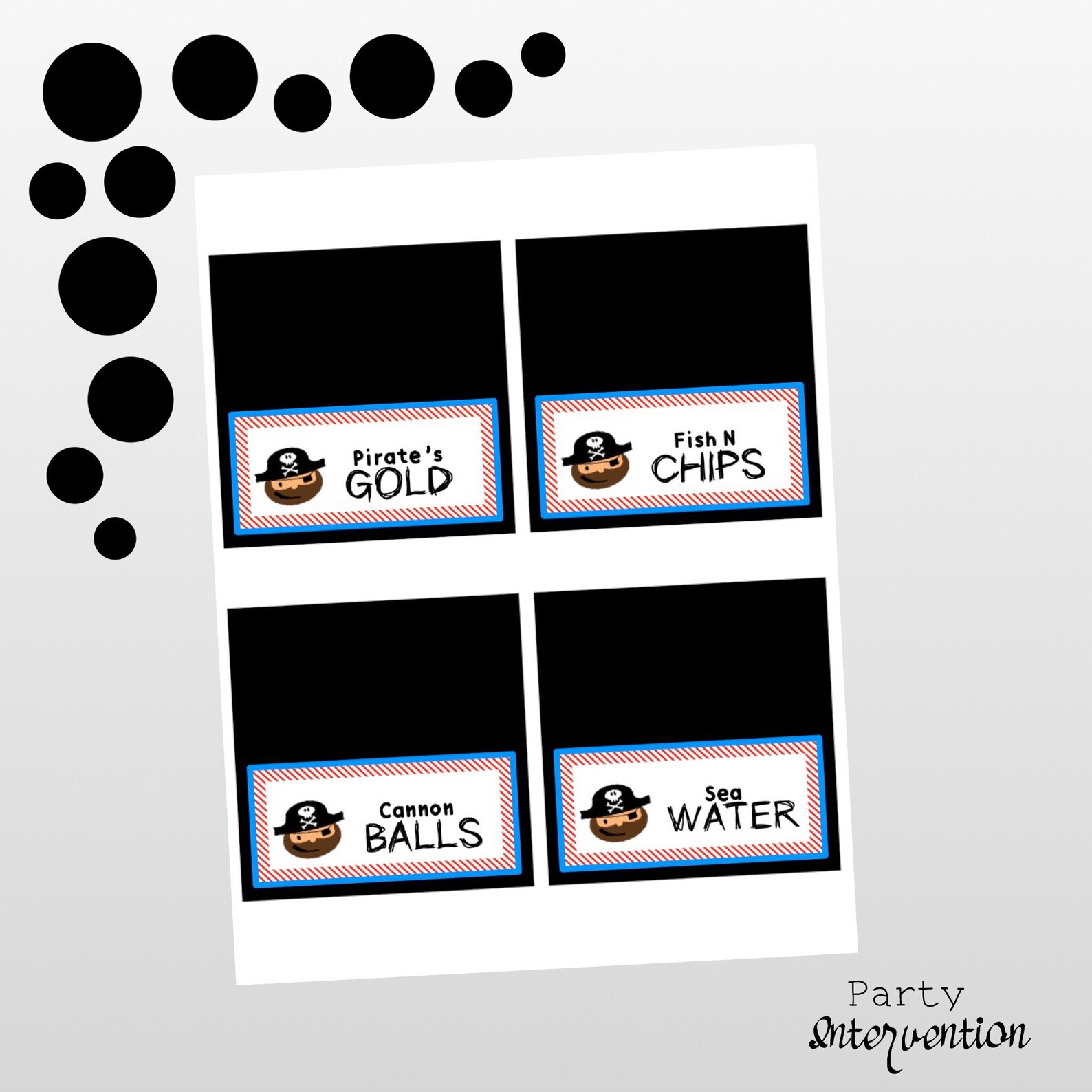 Pirate Food Labels Editable Kit DIY Digital Download Blue Red Etsy