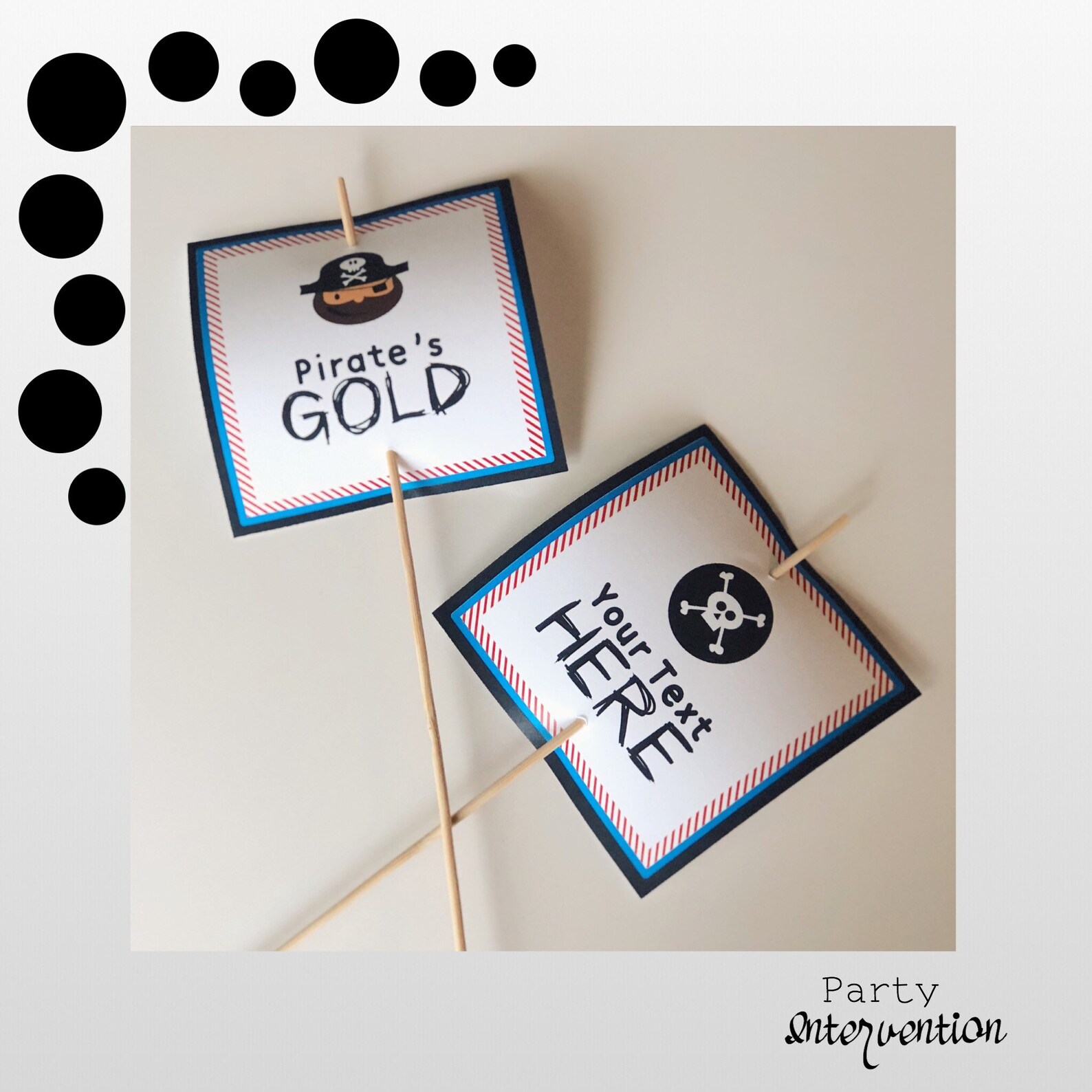 Pirate Food Labels Editable Kit DIY Digital Download Blue Red Etsy
