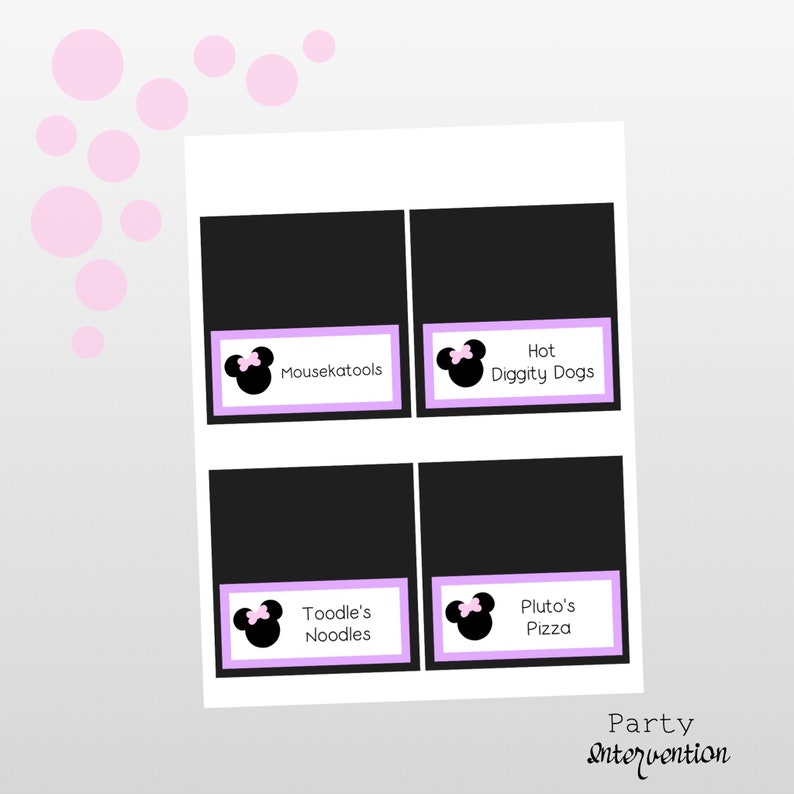 Minnie Mouse Food Label Making Kit Purple Pink Bow Digital - Etsy