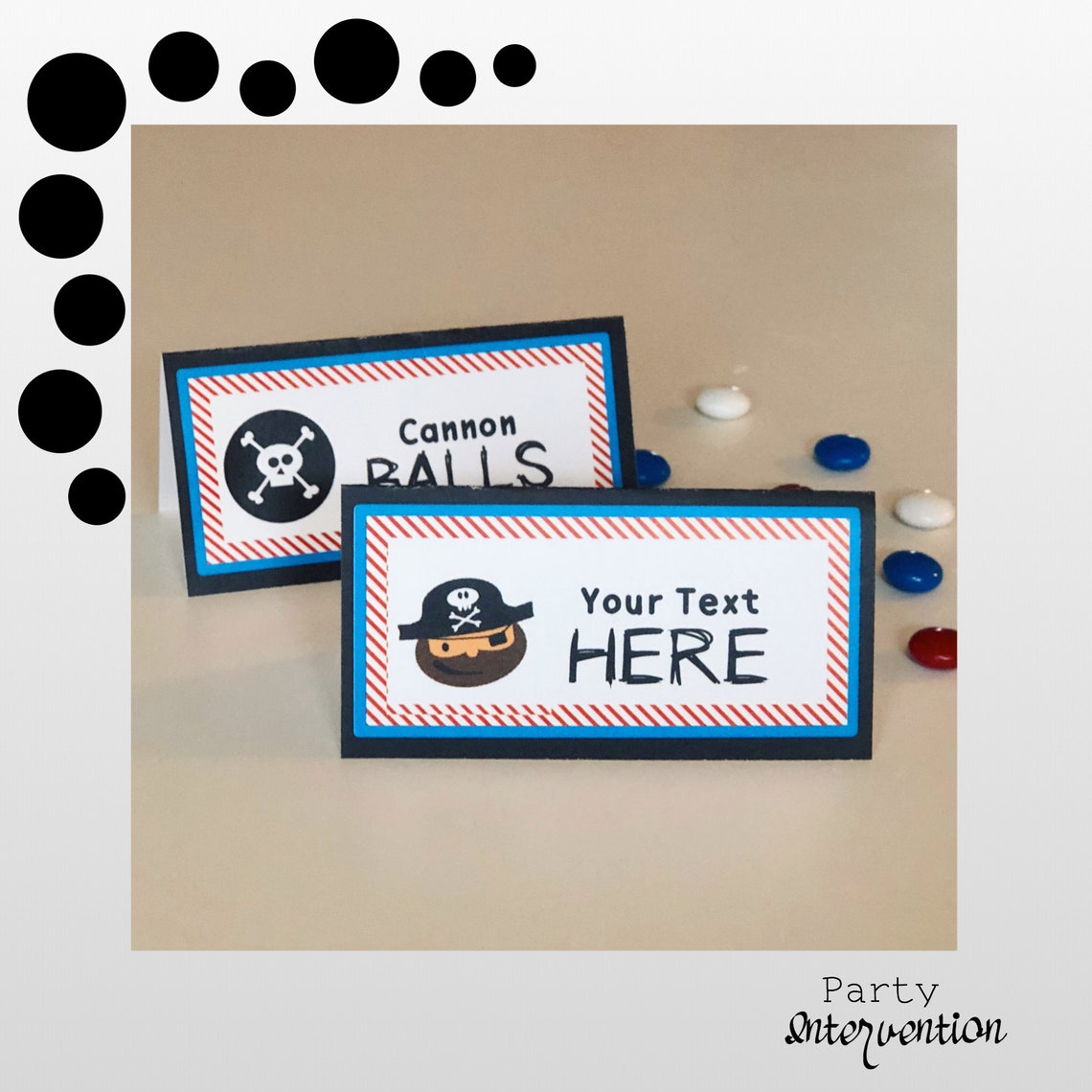 Pirate Food Labels Editable Kit DIY Digital Download Blue Red Etsy