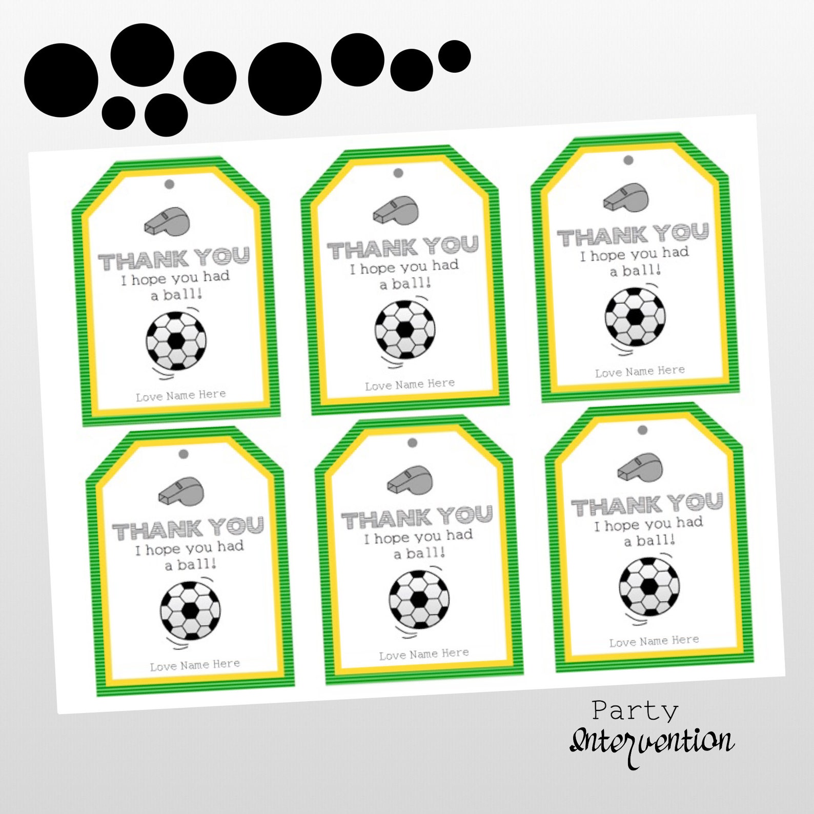 Soccer Thank You Tags Party Favors Editable Digital Download - Etsy