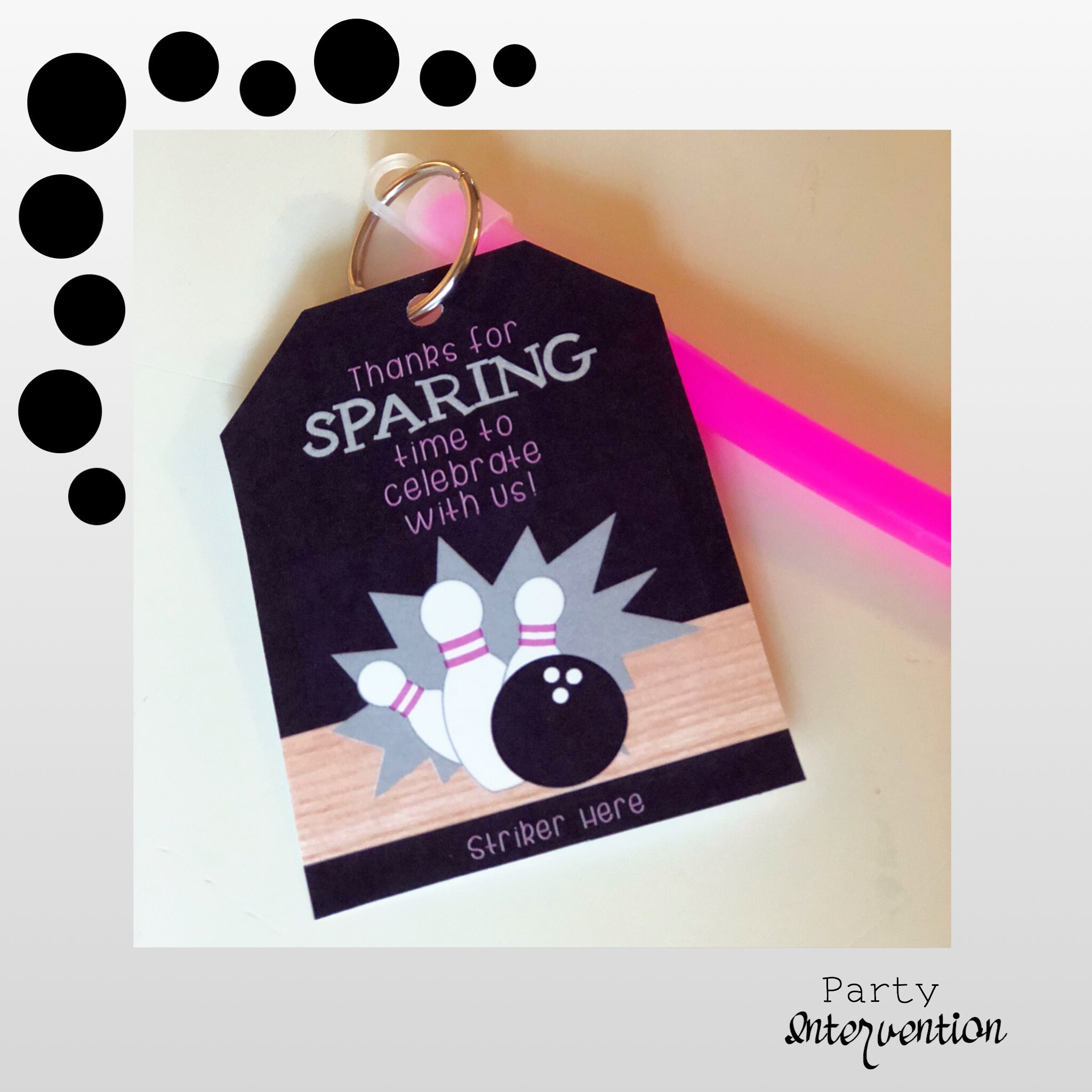 Bowling Party Thank You Tags Pink Party Favors Digital - Etsy