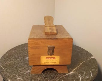 vintage Kiwi "Hand Crafted Shoe Groomer" shoe shine box.