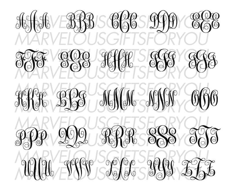 Download Monogram Svg Interlocking Monogram Vine Monogram Font | Etsy
