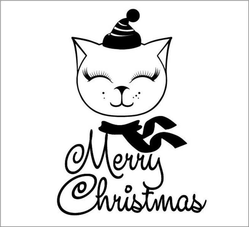 Merry Christmas Svg Christmas Cat Svg Merry SVG DXF EPS | Etsy